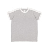 6132 LAT Youth Retro Ringer Fine Jersey Tee Heather/ White