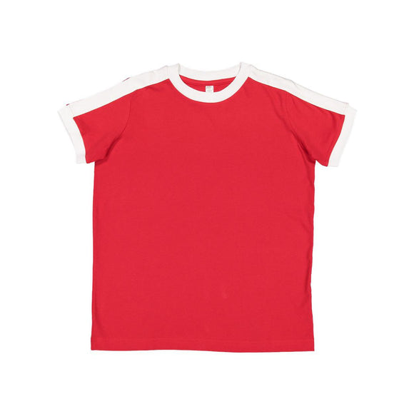 6132 LAT Youth Retro Ringer Fine Jersey Tee Red/ White