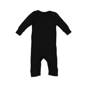 4412 Rabbit Skins Infant Long Legged Baby Rib Bodysuit Black