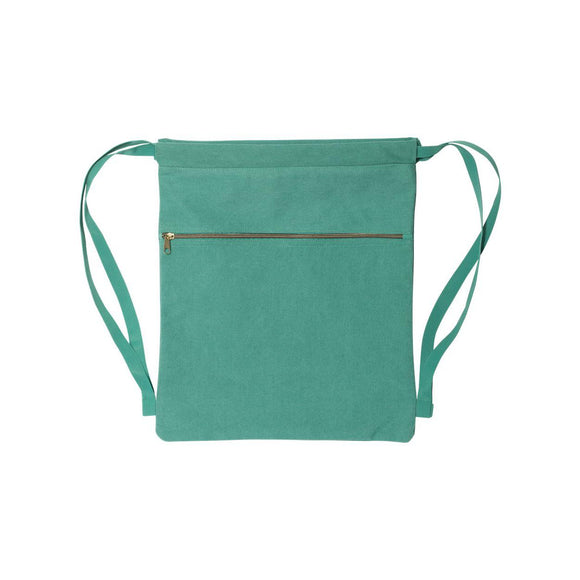 8877 Liberty Bags Pigment-Dyed Canvas Drawstring Bag Seafoam Green