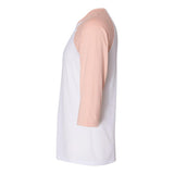 3200 BELLA + CANVAS Three-Quarter Sleeve Baseball Tee White/ Heather Peach