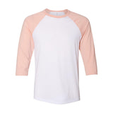 3200 BELLA + CANVAS Three-Quarter Sleeve Baseball Tee White/ Heather Peach