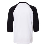 3200Y BELLA + CANVAS Youth Three-Quarter Sleeve Baseball Tee White/ Black