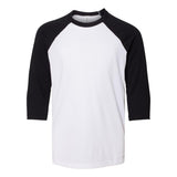 3200Y BELLA + CANVAS Youth Three-Quarter Sleeve Baseball Tee White/ Black