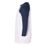 3200Y BELLA + CANVAS Youth Three-Quarter Sleeve Baseball Tee White/ Navy