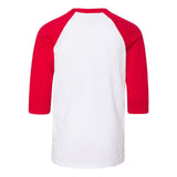 3200Y BELLA + CANVAS Youth Three-Quarter Sleeve Baseball Tee White/ Red