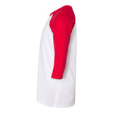 3200Y BELLA + CANVAS Youth Three-Quarter Sleeve Baseball Tee White/ Red