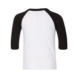 3200T BELLA + CANVAS Toddler Three-Quarter Sleeve Baseball Tee White/ Black