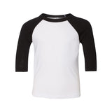 3200T BELLA + CANVAS Toddler Three-Quarter Sleeve Baseball Tee White/ Black