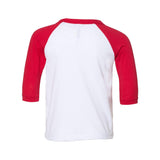 3200T BELLA + CANVAS Toddler Three-Quarter Sleeve Baseball Tee White/ Red