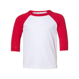 3200T BELLA + CANVAS Toddler Three-Quarter Sleeve Baseball Tee White/ Red