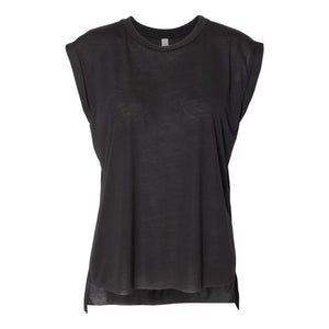 8804 BELLA + CANVAS Women’s Flowy Rolled Cuffs Muscle Tee Black