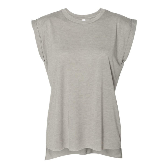 8804 BELLA + CANVAS Women’s Flowy Rolled Cuffs Muscle Tee Heather Stone