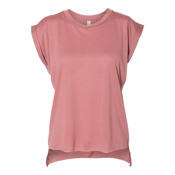 8804 BELLA + CANVAS Women’s Flowy Rolled Cuffs Muscle Tee Mauve