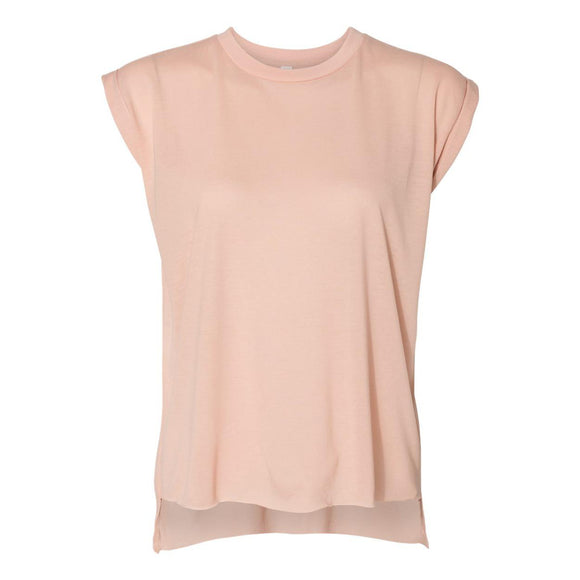 8804 BELLA + CANVAS Women’s Flowy Rolled Cuffs Muscle Tee Peach