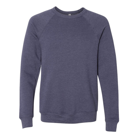 3901 BELLA + CANVAS Sponge Fleece Raglan Crewneck Sweatshirt Heather Navy