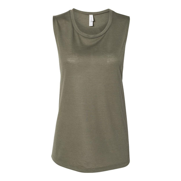 8803 BELLA + CANVAS Women's Flowy Scoop Muscle Tank Military Green