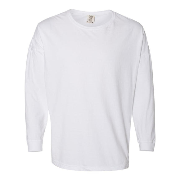 6054 Comfort Colors Garment-Dyed Drop-Shoulder Long Sleeve T-Shirt White