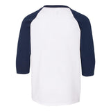 5700B Gildan Heavy Cotton™ Youth Raglan Three-Quarter Sleeve T-Shirt White/ Navy