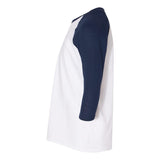 5700B Gildan Heavy Cotton™ Youth Raglan Three-Quarter Sleeve T-Shirt White/ Navy