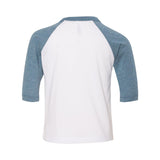 3200T BELLA + CANVAS Toddler Three-Quarter Sleeve Baseball Tee White/ Denim