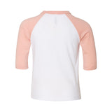 3200T BELLA + CANVAS Toddler Three-Quarter Sleeve Baseball Tee White/ Heather Peach