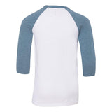 3200Y BELLA + CANVAS Youth Three-Quarter Sleeve Baseball Tee White/ Denim