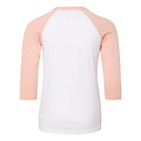 3200Y BELLA + CANVAS Youth Three-Quarter Sleeve Baseball Tee White/ Heather Peach