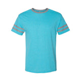 602MR JERZEES Triblend Varsity Ringer T-Shirt Caribbean Blue/ Oxford