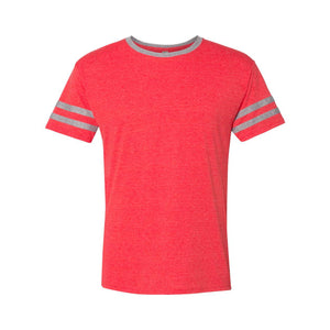 602MR JERZEES Triblend Varsity Ringer T-Shirt Fiery Red Heather/ Oxford