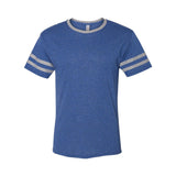 602MR JERZEES Triblend Varsity Ringer T-Shirt True Blue Heather/ Oxford