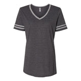 602WVR JERZEES Women's Varsity Triblend V-Neck T-Shirt Black Heather/ Oxford