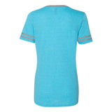 602WVR JERZEES Women's Varsity Triblend V-Neck T-Shirt Caribbean Blue/ Oxford