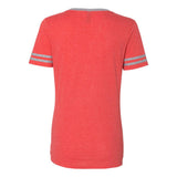 602WVR JERZEES Women's Varsity Triblend V-Neck T-Shirt Fiery Red Heather/ Oxford