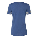 602WVR JERZEES Women's Varsity Triblend V-Neck T-Shirt True Blue Heather/ Oxford