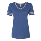 602WVR JERZEES Women's Varsity Triblend V-Neck T-Shirt True Blue Heather/ Oxford