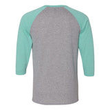 601RR JERZEES Triblend Three-Quarter Raglan Baseball T-Shirt Oxford/ Mint Heather