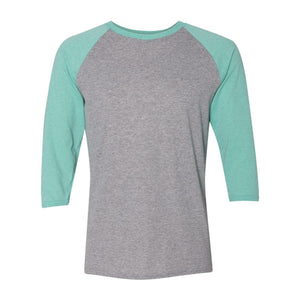 601RR JERZEES Triblend Three-Quarter Raglan Baseball T-Shirt Oxford/ Mint Heather