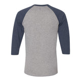 601RR JERZEES Triblend Three-Quarter Raglan Baseball T-Shirt Oxford/ Indigo Heather