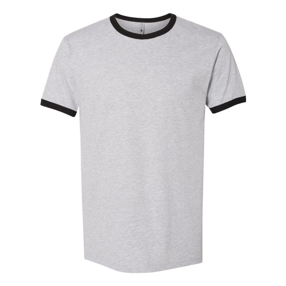 3604 Next Level Unisex Cotton Ringer T-Shirt Heather Grey/ Black