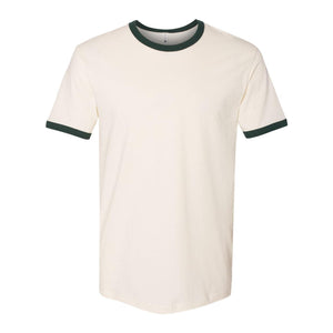 3604 Next Level Unisex Cotton Ringer T-Shirt Natural/ Forest Green