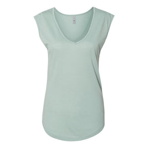 5040 Next Level Women's Festival Sleeveless Deep V-Neck T-Shirt Stonewash Green