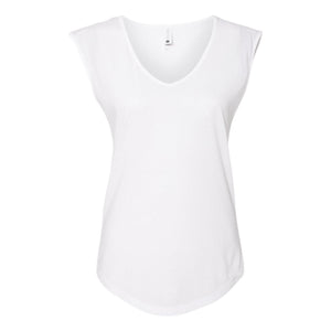 5040 Next Level Women's Festival Sleeveless Deep V-Neck T-Shirt White