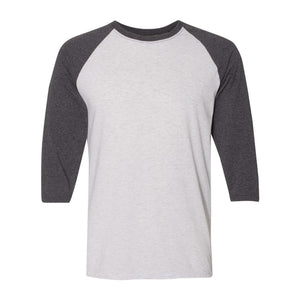 601RR JERZEES Triblend Three-Quarter Raglan Baseball T-Shirt White Heather/ Black Heather