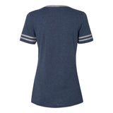 602WVR JERZEES Women's Varsity Triblend V-Neck T-Shirt Indigo Heather/ Oxford