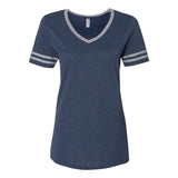 602WVR JERZEES Women's Varsity Triblend V-Neck T-Shirt Indigo Heather/ Oxford