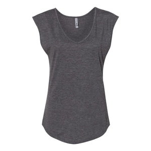 5040 Next Level Women's Festival Sleeveless Deep V-Neck T-Shirt Charcoal