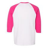 5700 Gildan Heavy Cotton™ Raglan Three-Quarter Sleeve T-Shirt White/ Heliconia