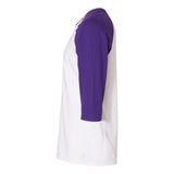 5700 Gildan Heavy Cotton™ Raglan Three-Quarter Sleeve T-Shirt White/ Purple