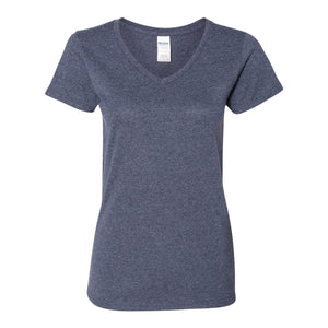 5V00L Gildan Heavy Cotton™ Women’s V-Neck T-Shirt Heather Navy